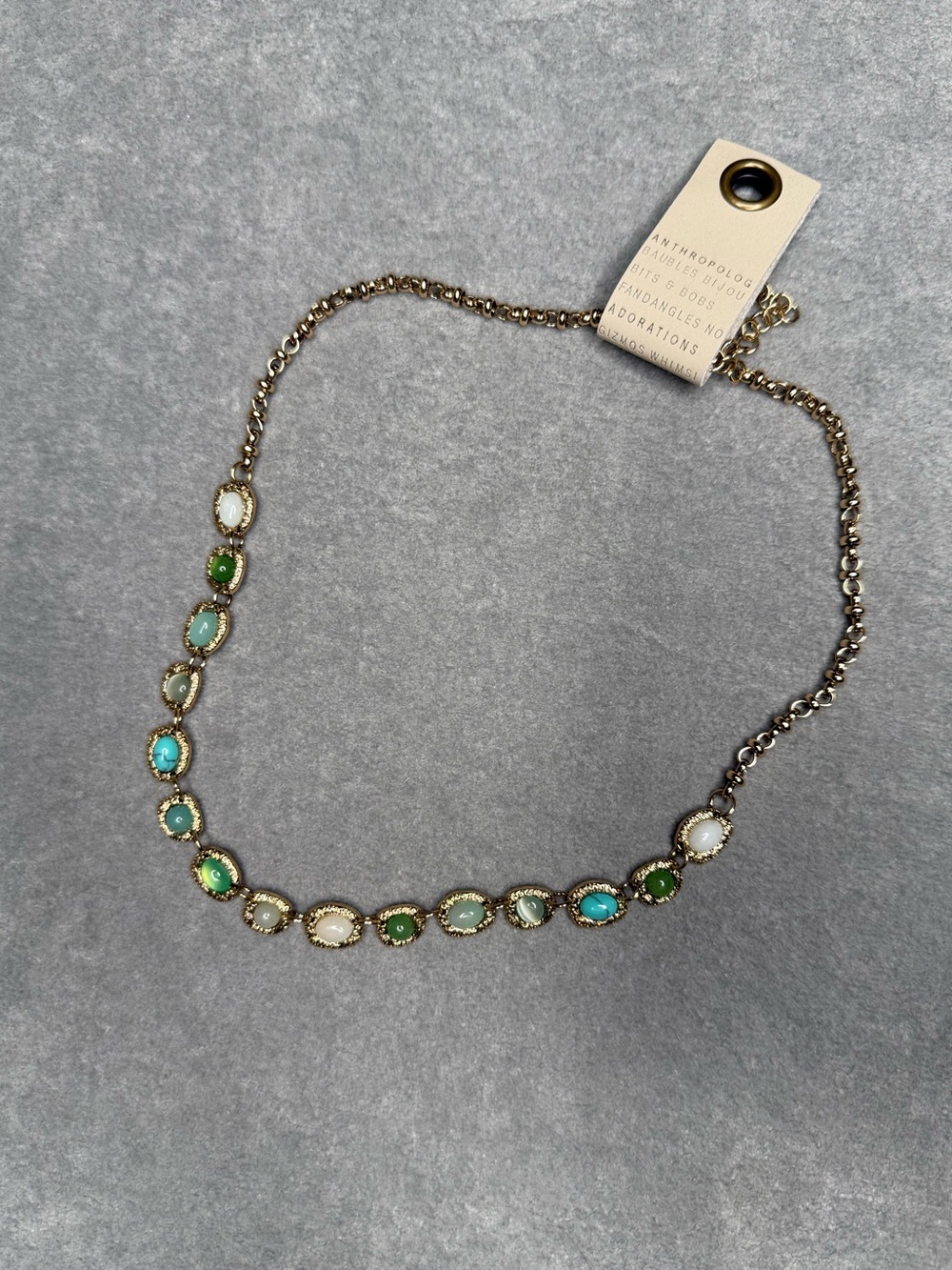 NWT Anthropologie Statement Stone Necklace, Turquoise - Picture 2 of 4